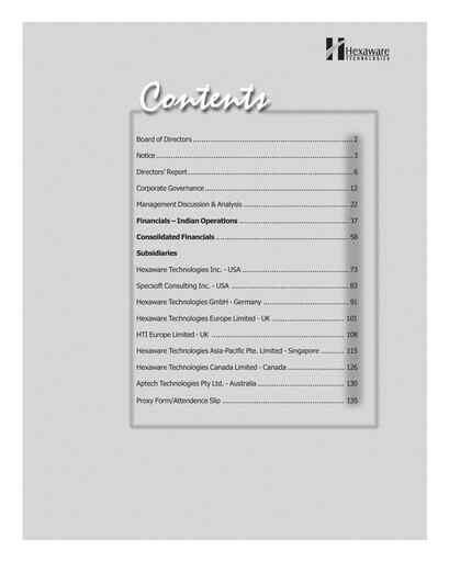 Thumbnail Hexaware Technologies Annual Report 2002