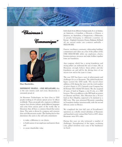 Thumbnail Hexaware Technologies Annual Report 2007