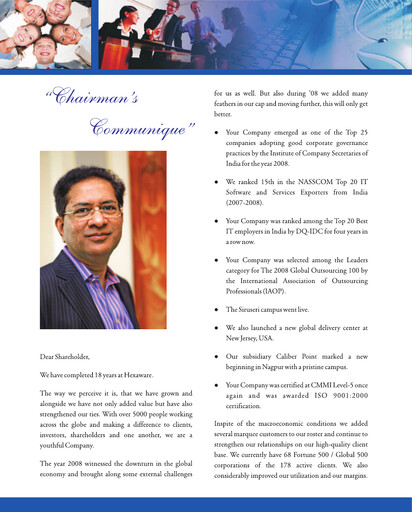 Thumbnail Hexaware Technologies Annual Report 2008