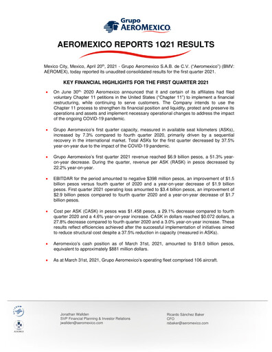 Thumbnail Grupo Aeromexico Quarterly Report 2021-q1