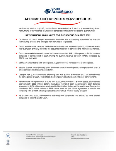 Thumbnail Grupo Aeromexico Quarterly Report 2022-q2