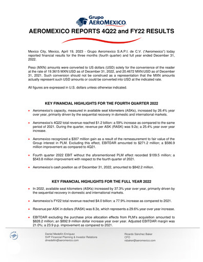 Thumbnail Grupo Aeromexico Quarterly Report 2022-q4