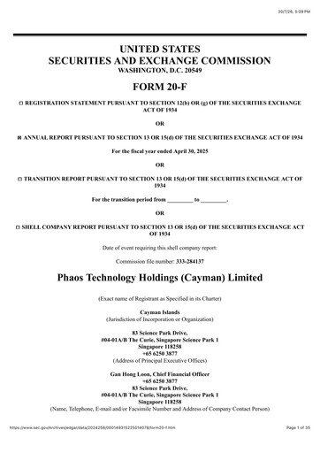 Miniature Phaos Technology Holdings Rapport annuel 2024-2025
