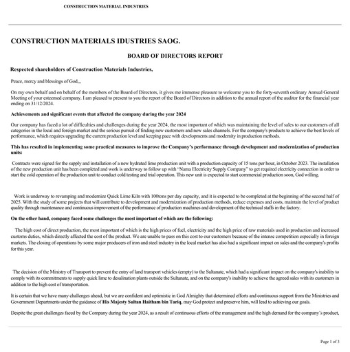 Thumbnail Construction Materials Industries Annual Report 2024