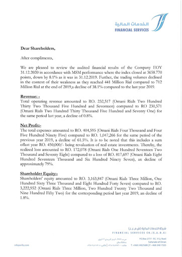 Thumbnail Financial Services Company SAOG Financial Statement 2020