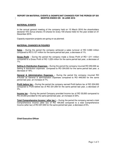 Thumbnail Gulf Mushroom Products Company SAOG Half-year Report 2016-h1