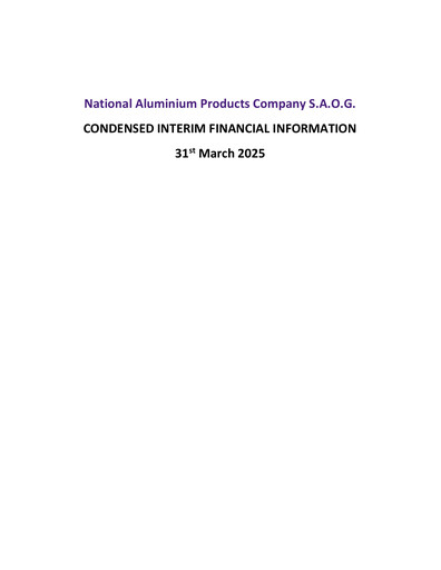 Thumbnail National Aluminium Products Company SAOG Quarterly Report 2025-q1