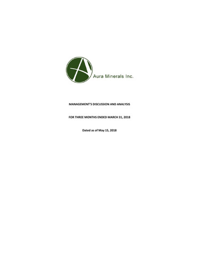 Miniature Aura Minerals Rapport trimestriel 2018-q1