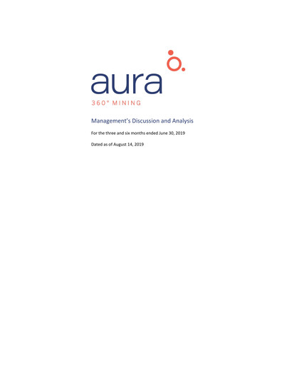 Miniature Aura Minerals Rapport trimestriel 2019-q2