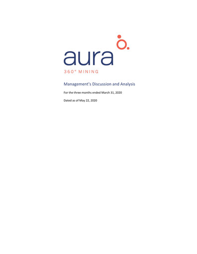 Miniature Aura Minerals Rapport trimestriel 2020-q1