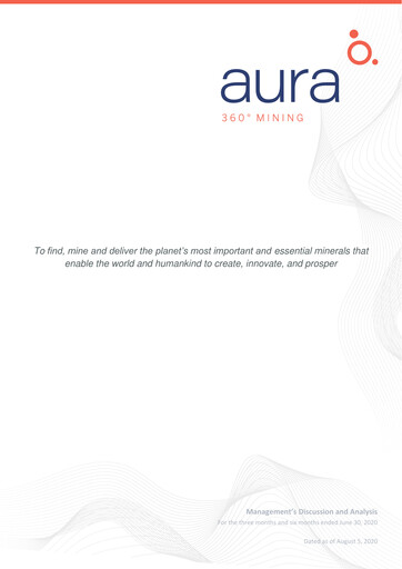 Miniature Aura Minerals Rapport trimestriel 2020-q2