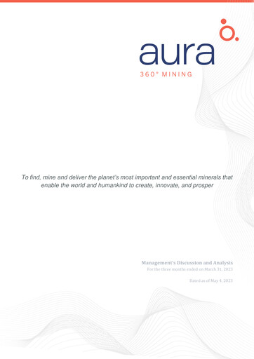 Miniature Aura Minerals Rapport trimestriel 2023-q1