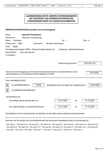 Vorschaubild Agomab Therapeutics  Finanzmitteilung 2025