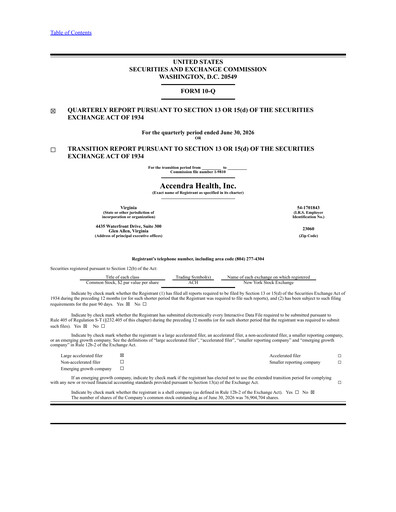 Vorschaubild Accendra Health Quartalsbericht 2026-q2