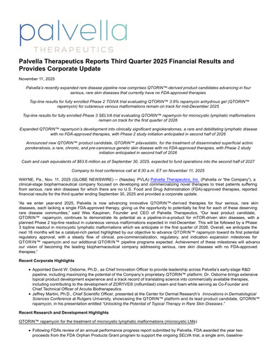 Vorschaubild Palvella Therapeutics Quartalsbericht 2025-q3
