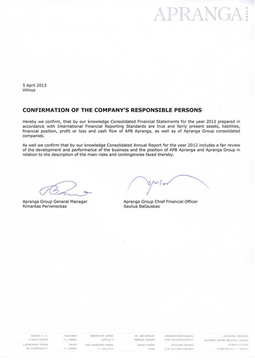 Thumbnail APB Apranga Annual Report 2012