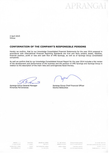 Thumbnail APB Apranga Annual Report 2014