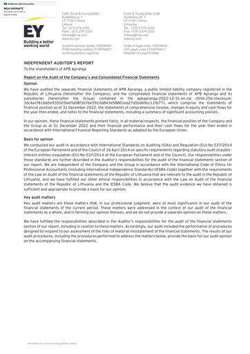 Thumbnail APB Apranga Financial Statement 2022