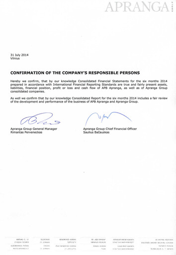 Thumbnail APB Apranga Half-year Report 2014-h1