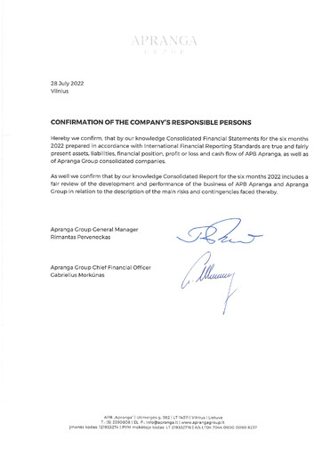 Thumbnail APB Apranga Half-year Report 2022-h1