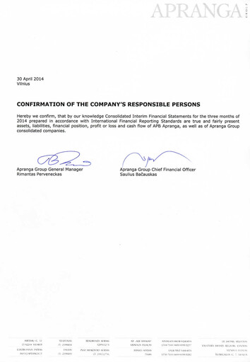 Thumbnail APB Apranga Quarterly Report 2014-q1