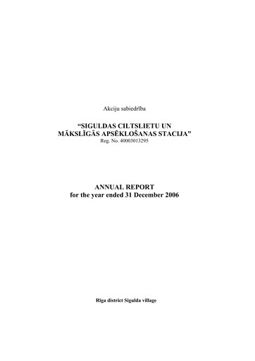 Vorschaubild AS Siguldas Ciltslietu Un Maksligas Apseklosanas Stacija Jahresbericht 2006