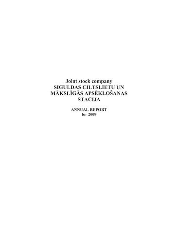 Vorschaubild AS Siguldas Ciltslietu Un Maksligas Apseklosanas Stacija Jahresbericht 2009