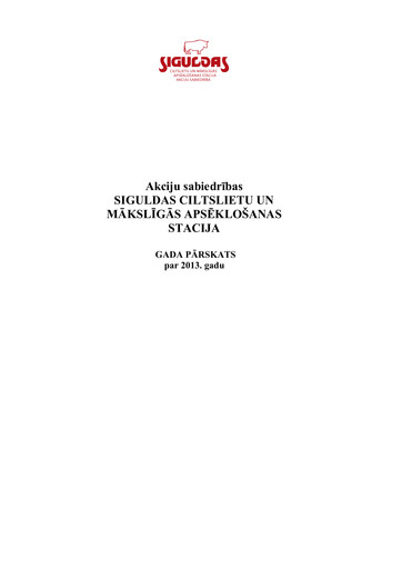 Vorschaubild AS Siguldas Ciltslietu Un Maksligas Apseklosanas Stacija Jahresbericht 2013