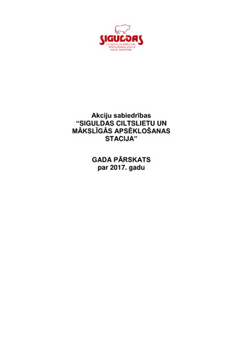 Vorschaubild AS Siguldas Ciltslietu Un Maksligas Apseklosanas Stacija Jahresbericht 2017
