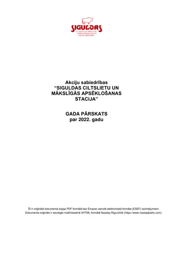 Vorschaubild AS Siguldas Ciltslietu Un Maksligas Apseklosanas Stacija Jahresbericht 2022
