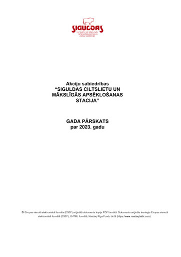 Vorschaubild AS Siguldas Ciltslietu Un Maksligas Apseklosanas Stacija Jahresbericht 2023