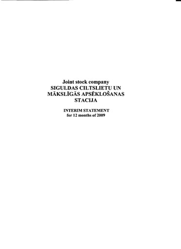 Thumbnail AS Siguldas Ciltslietu Un Maksligas Apseklosanas Stacija Financial Report 2009