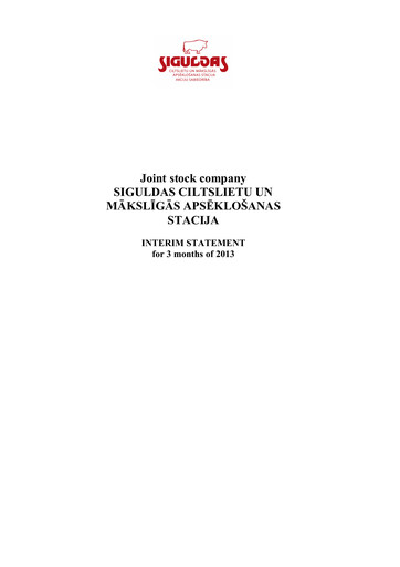 Thumbnail AS Siguldas Ciltslietu Un Maksligas Apseklosanas Stacija Quarterly Report 2013-q1