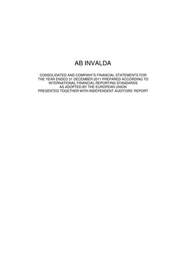 Thumbnail Invalda INVL, AB Financial Statement 2011