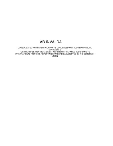 Thumbnail Invalda INVL, AB Quarterly Report 2008-q1