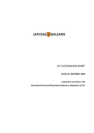 Miniature AS Amber Latvijas balzams Rapport annuel 2018
