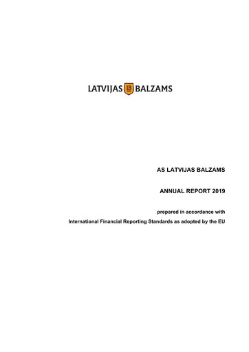 Miniature AS Amber Latvijas balzams Rapport annuel 2019