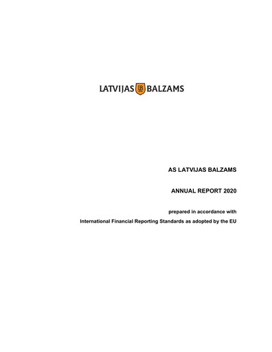 Miniature AS Amber Latvijas balzams Rapport annuel 2020