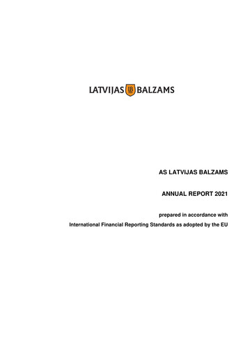 Miniature AS Amber Latvijas balzams Rapport annuel 2021