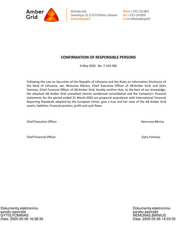 Miniature AB Amber Grid Rapport trimestriel 2020-q1