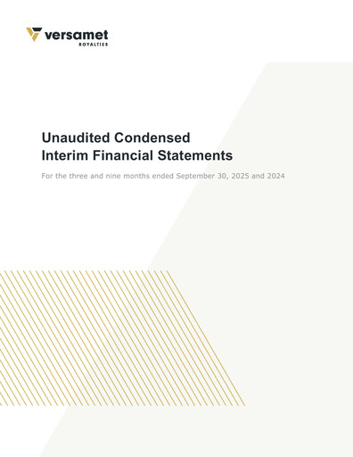 Thumbnail Versamet Royalties Corporation Financial Statement 2025-q3