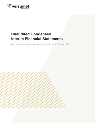 Miniature Versamet Royalties Corporation Bilan financier 2026-q2