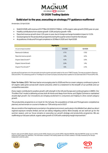 Thumbnail The Magnum Ice Cream Company Quarterly Report 2026-q1