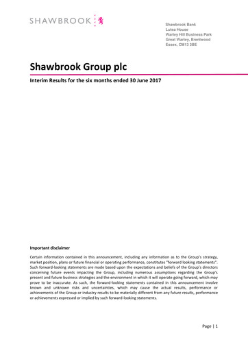 Thumbnail Shawbrook Group PLC Half-year Report 2017-h1