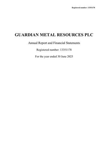 Thumbnail Guardian Metal Resources Annual Report 2024-2025