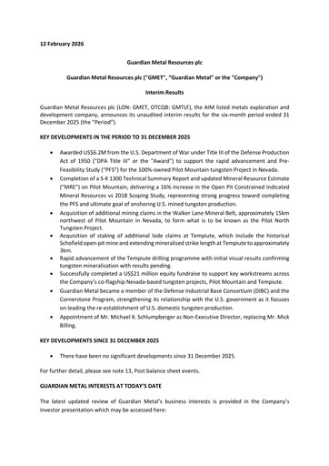 Thumbnail Guardian Metal Resources Half-year Report 2025-h1