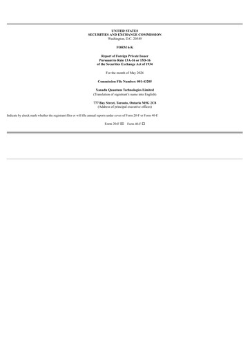Vorschaubild Xanadu Quantum Technologies Limited Quartalsbericht 2026-q1