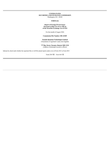 Thumbnail Xanadu Quantum Technologies Limited Quarterly Report 2026-q2