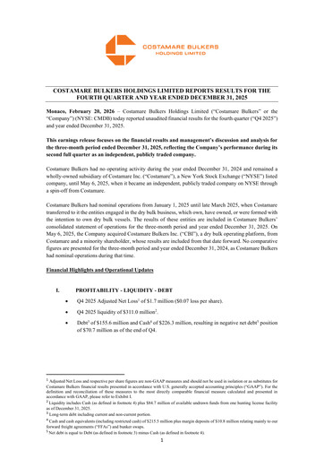 Thumbnail Costamare Bulkers Holdings Limited Quarterly Report 2025-q4