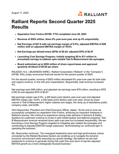 Thumbnail Ralliant Corporation Quarterly Report 2025-q2